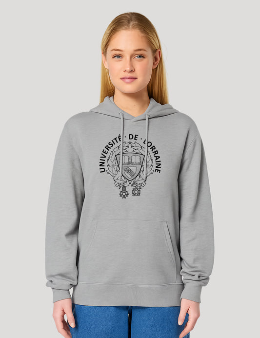 Sweat à capuche unisexe brodé armoiries de l'Université de Lorraine