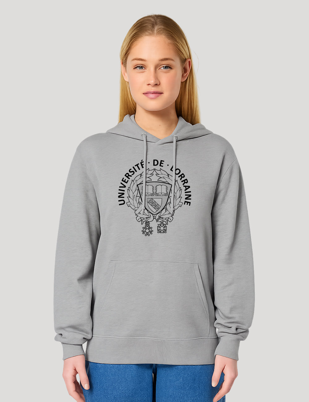 Sweat à capuche unisexe brodé armoiries de l'Université de Lorraine