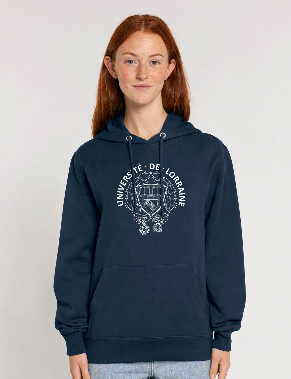 Sweat à capuche unisexe brodé armoiries de l'Université de Lorraine