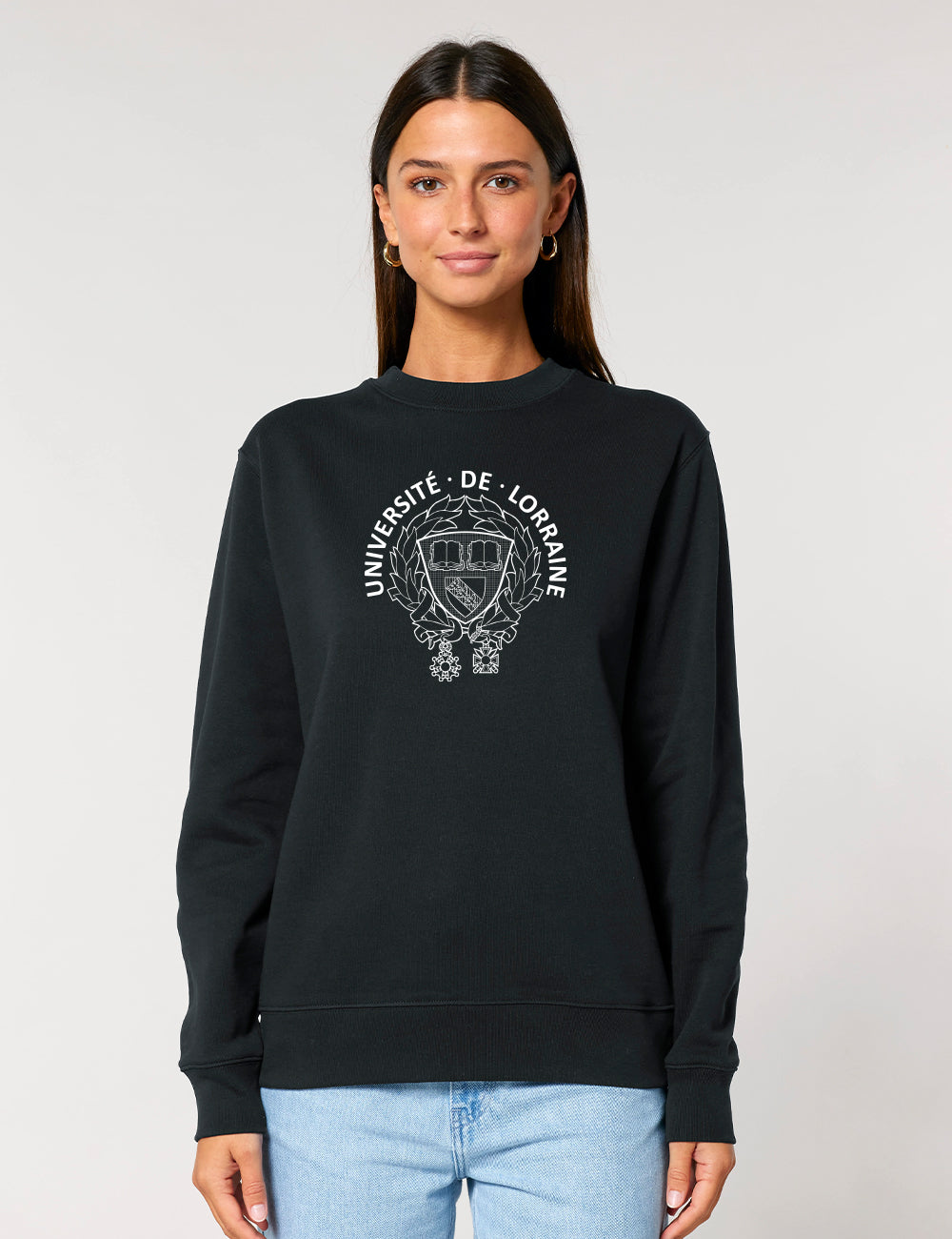 Sweat col rond unisexe brodé armoiries de l'Université de Lorraine