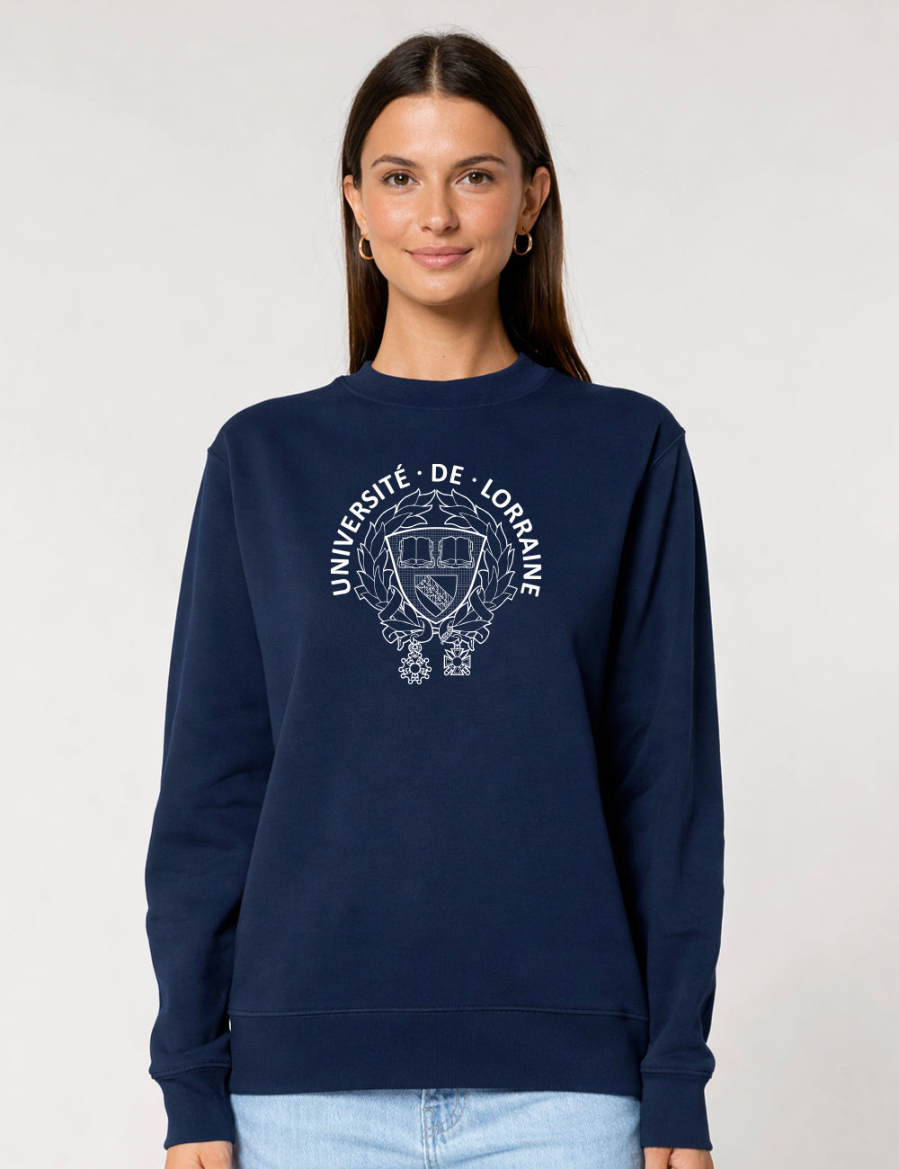 Sweat col rond unisexe brodé armoiries de l'Université de Lorraine